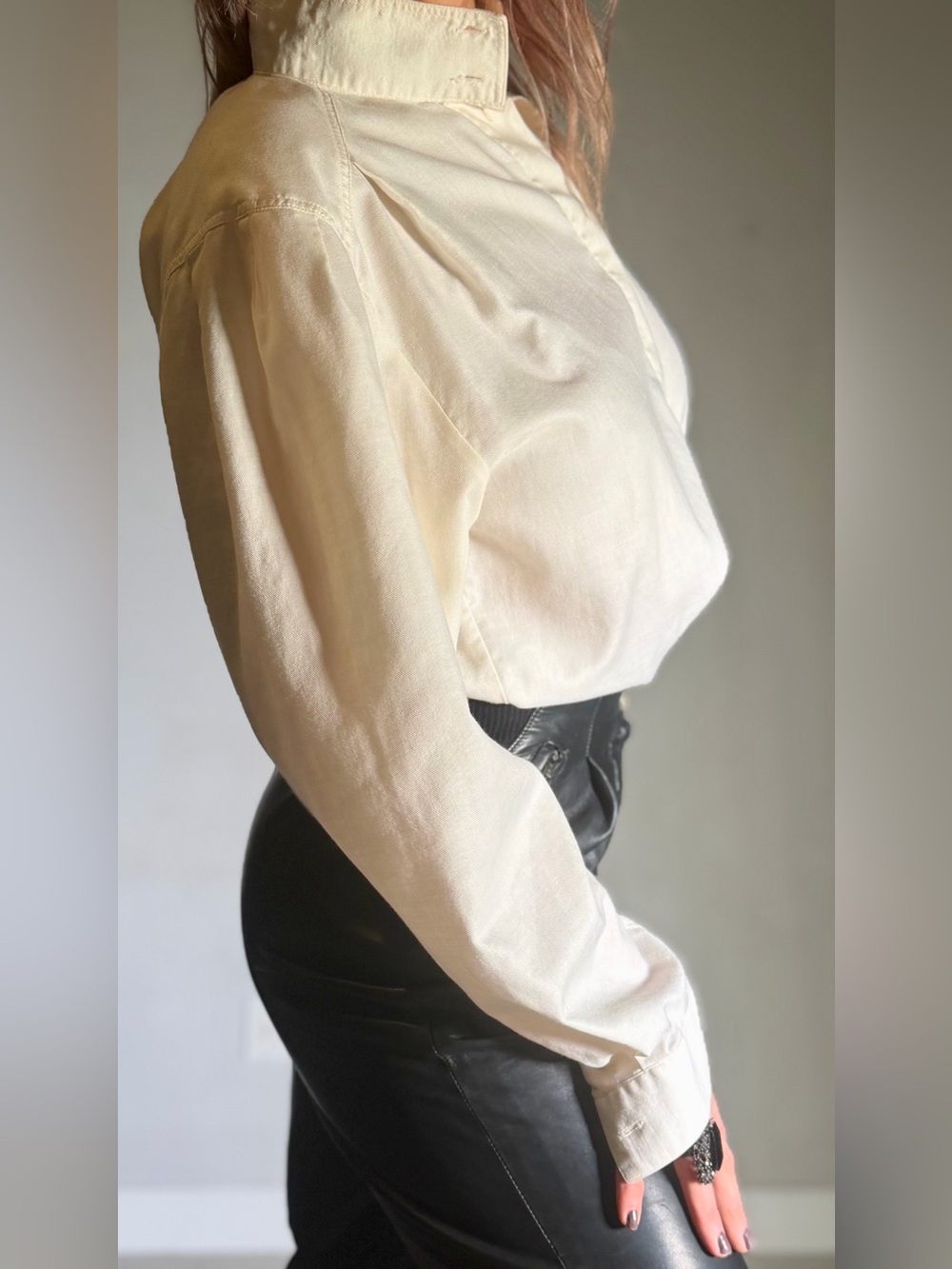 80’s Vintage Edward Chapman Ivory Tailored Blouse | Size M